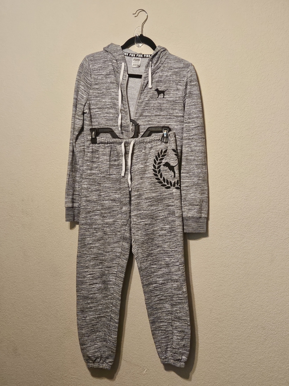PINK Victoria's Secret Grey Marled Girls' Hoodie Jogger Set